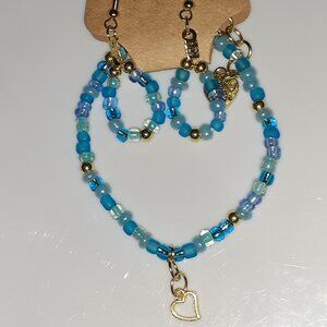 Handmade Beaded Bracelet and Earrings
